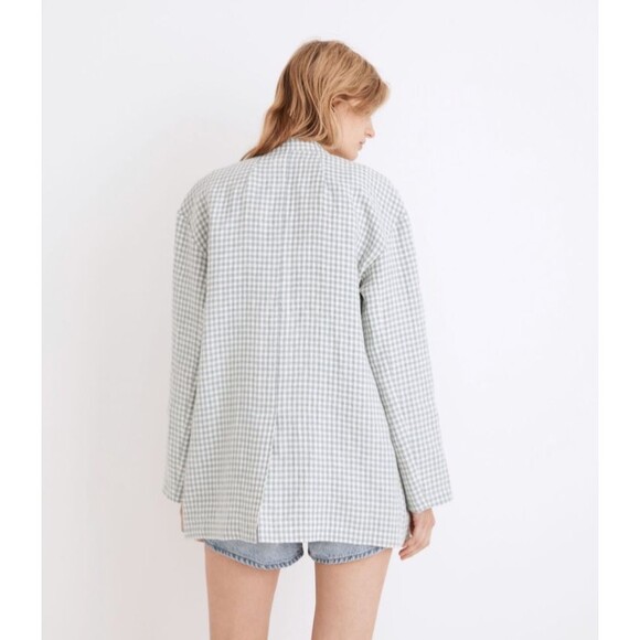 Madewell Women’s Linen Collarless Blazer in Gingham Check size S Oversized Fit - Picture 10 of 10